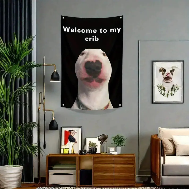 Badminton Meme - Tapestry con diseño de Bull Terrier,